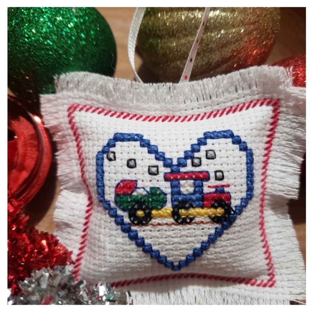 Choo-Choo Train Christmas Tree Ornament - Handmade